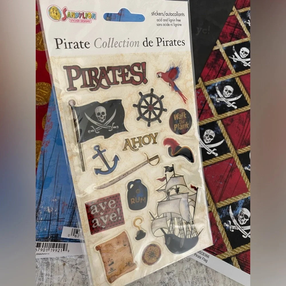 🏴‍☠️ SANDYLION “PIRATES” STICKERS & SCRAPBOOK PAPER BUNDLE. RETIRED DESIGN. - Picture 2 of 9